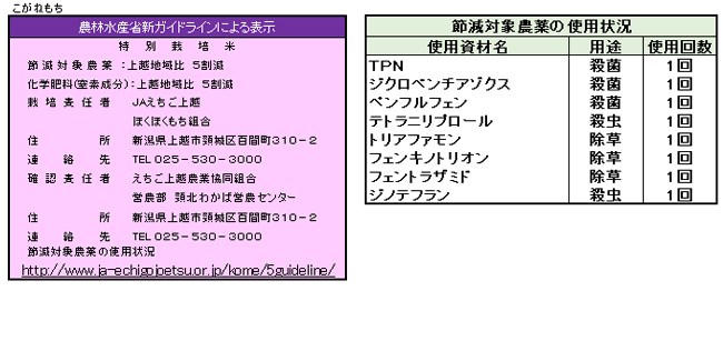 ほくほくもち組合　特別栽培米