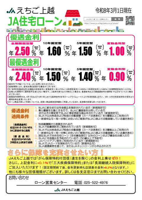 JAえちご上越住宅ローンちらしのサムネイル